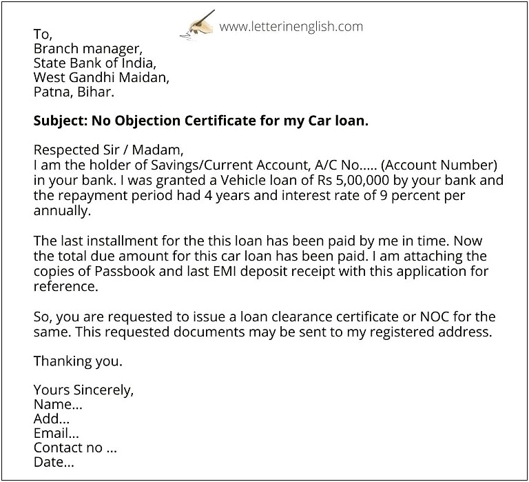 Car Loan Paid In Full Letter Template