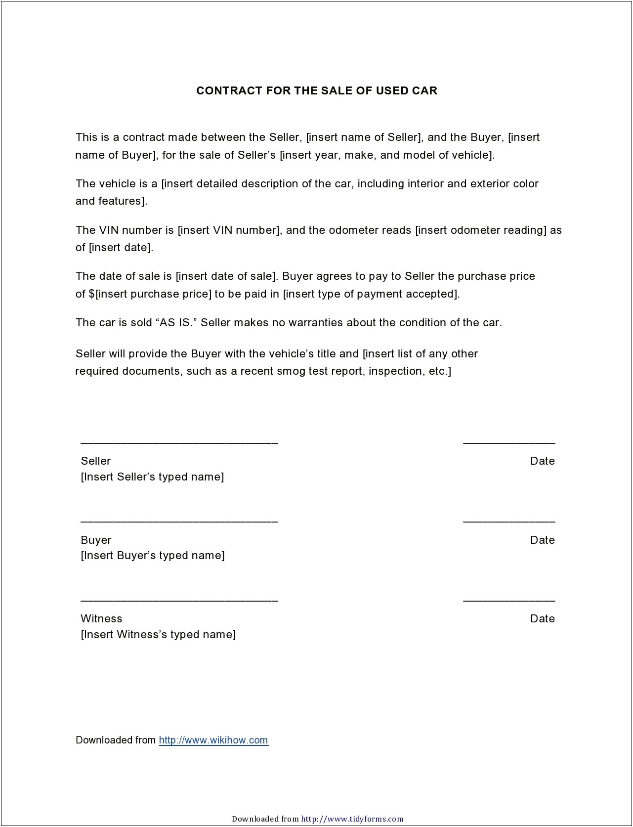 Car Sale Agreement Template And Payment Plan