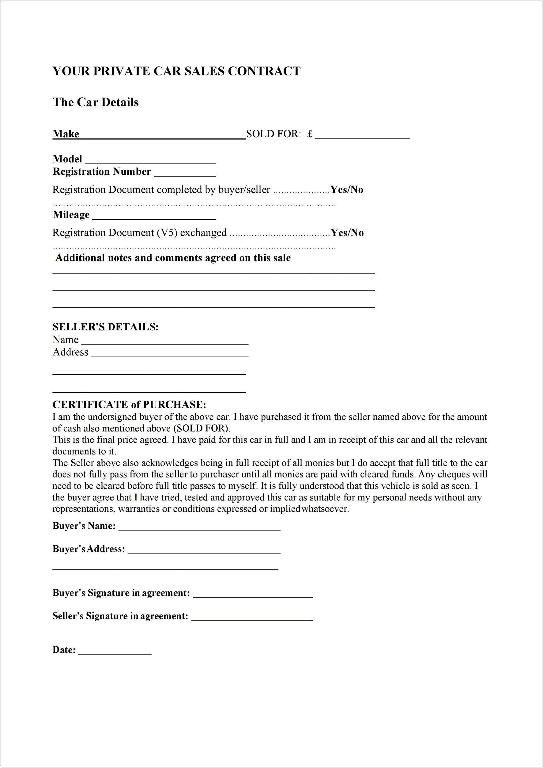 Car Sale Contract With Payment Plan Template Pdf