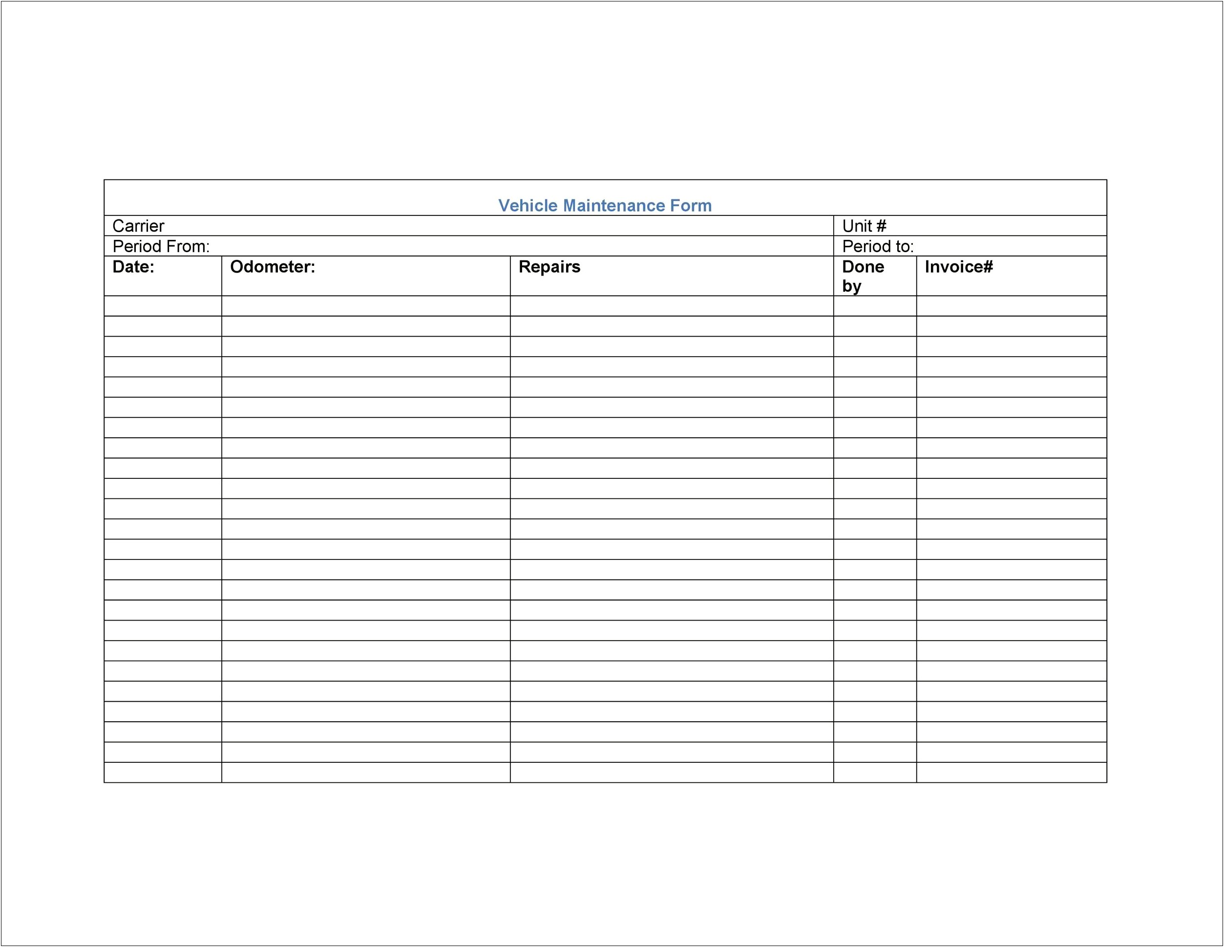 Car Workshop Job Card Template Excel