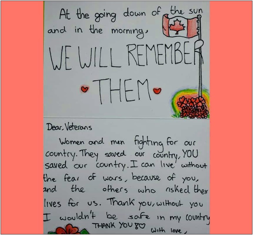 Cards For Veterans From Children Template