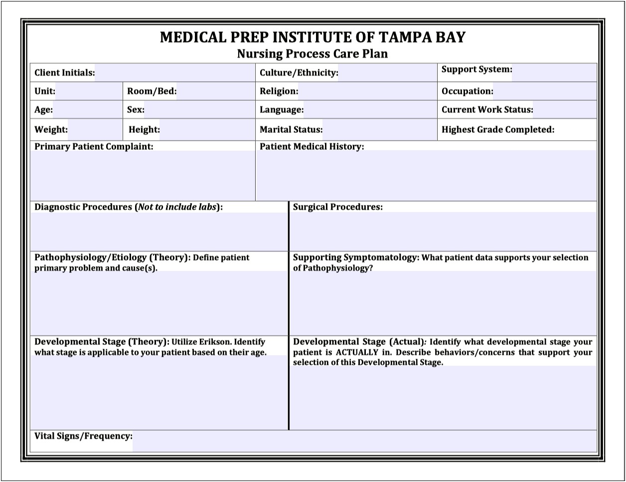 Care Plan Templates Long Term Care