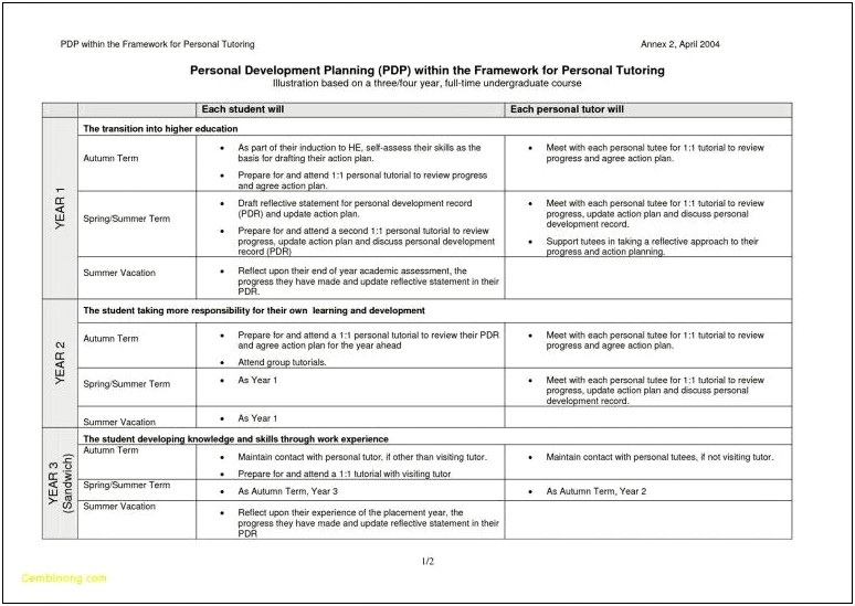 Career Development Plan Template For Employees Pdf