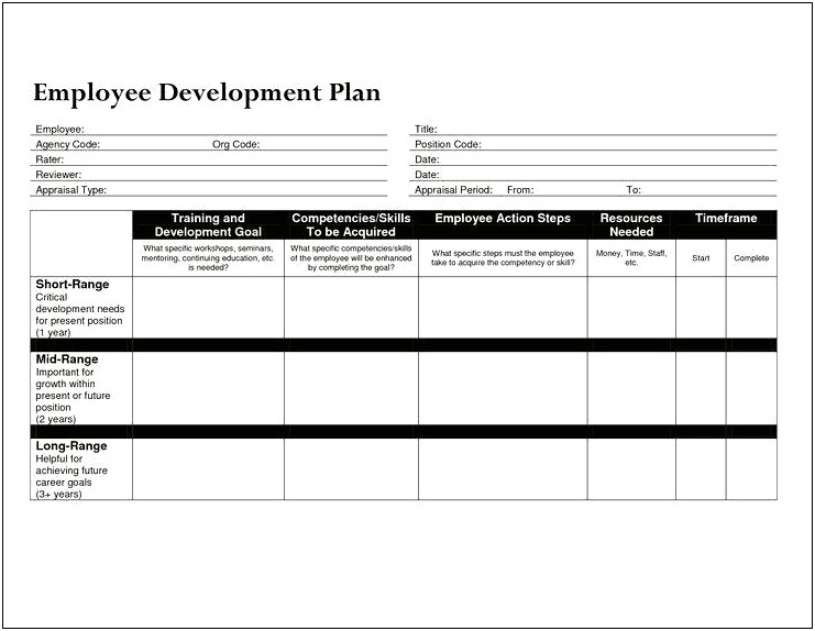 Career Path Planning For Employees Template