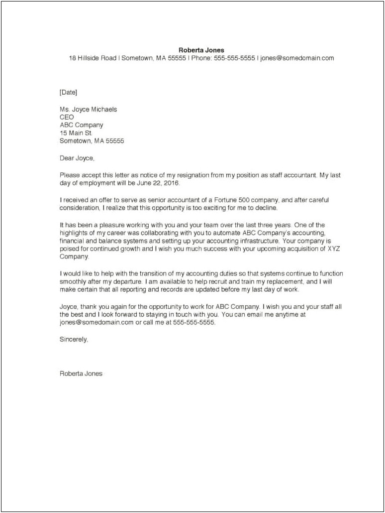 Career Progression Resignation Letter Template Uk