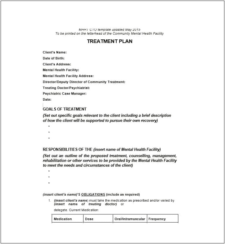 Case Management Plan Template Community Services