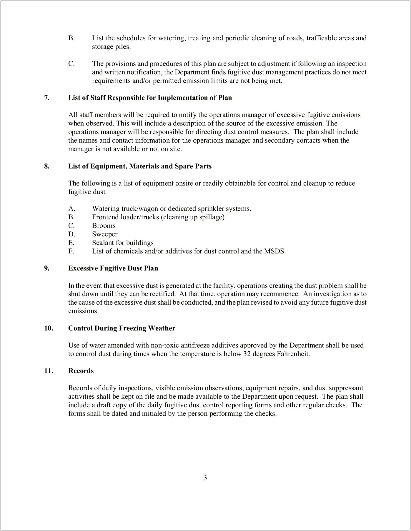 Ccr Fugitive Dust Control Plan Template