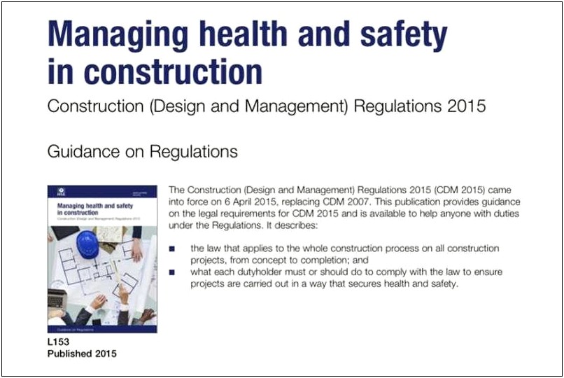 Cdm 2015 Health And Safety Plan Template