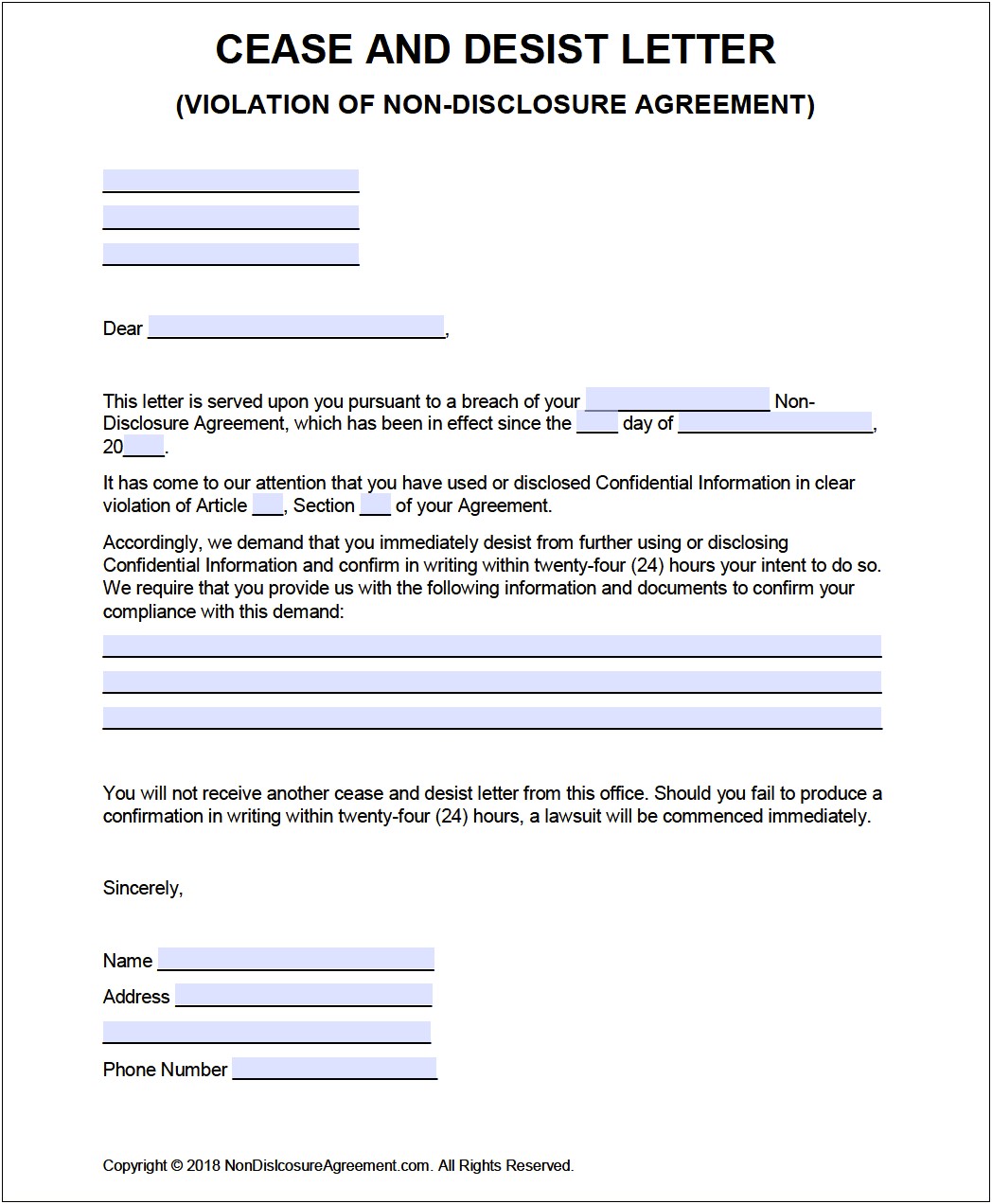 Cease And Desist Letter Florida Non Compete Template