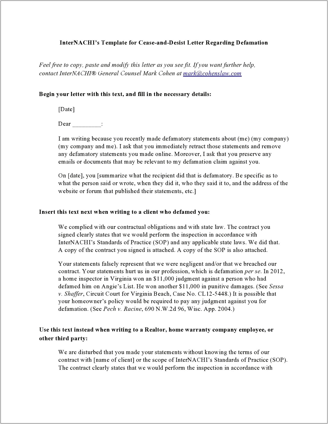 Cease And Desist Letter Libel Template Uk