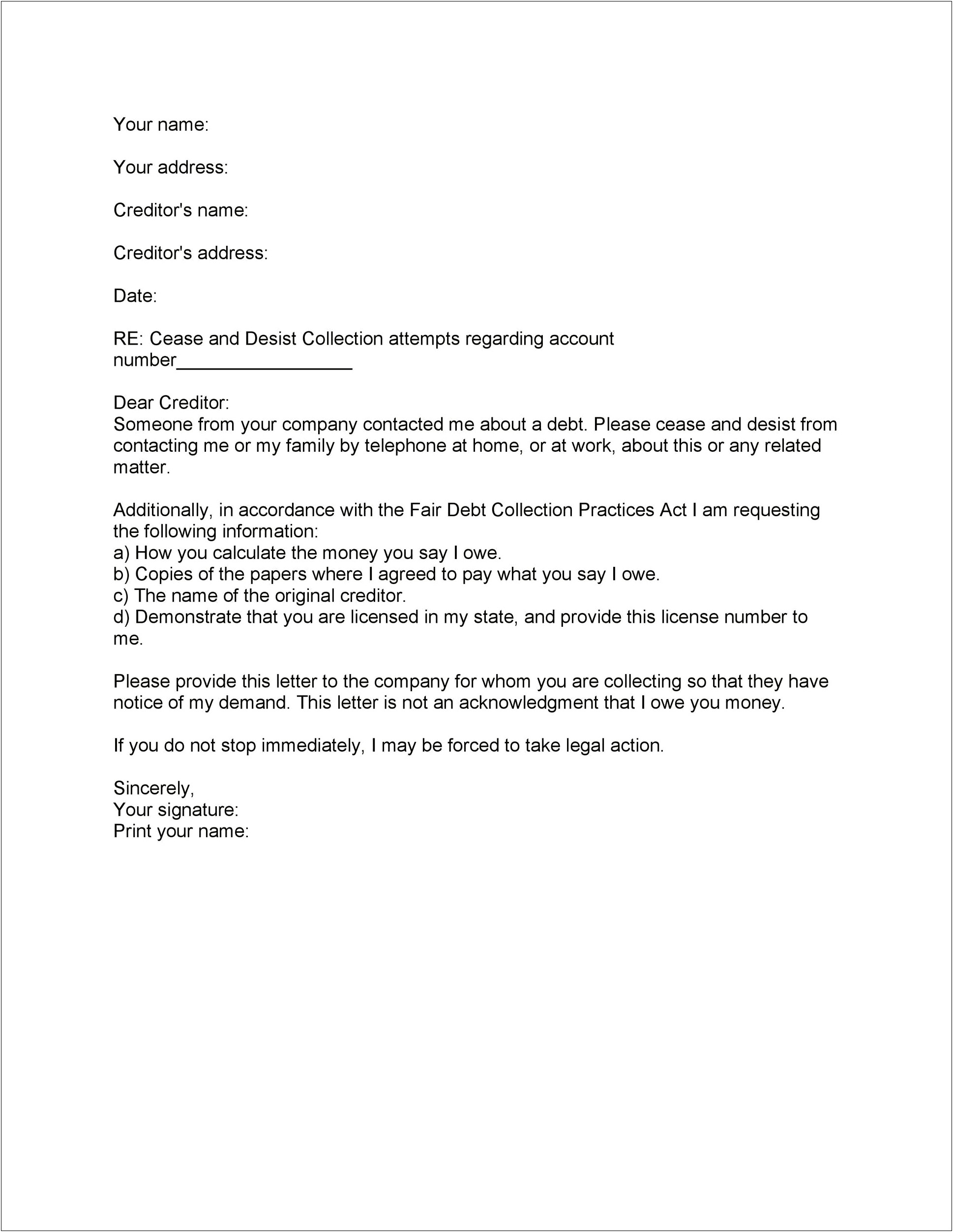 Cease And Desist Letter South Africa Template