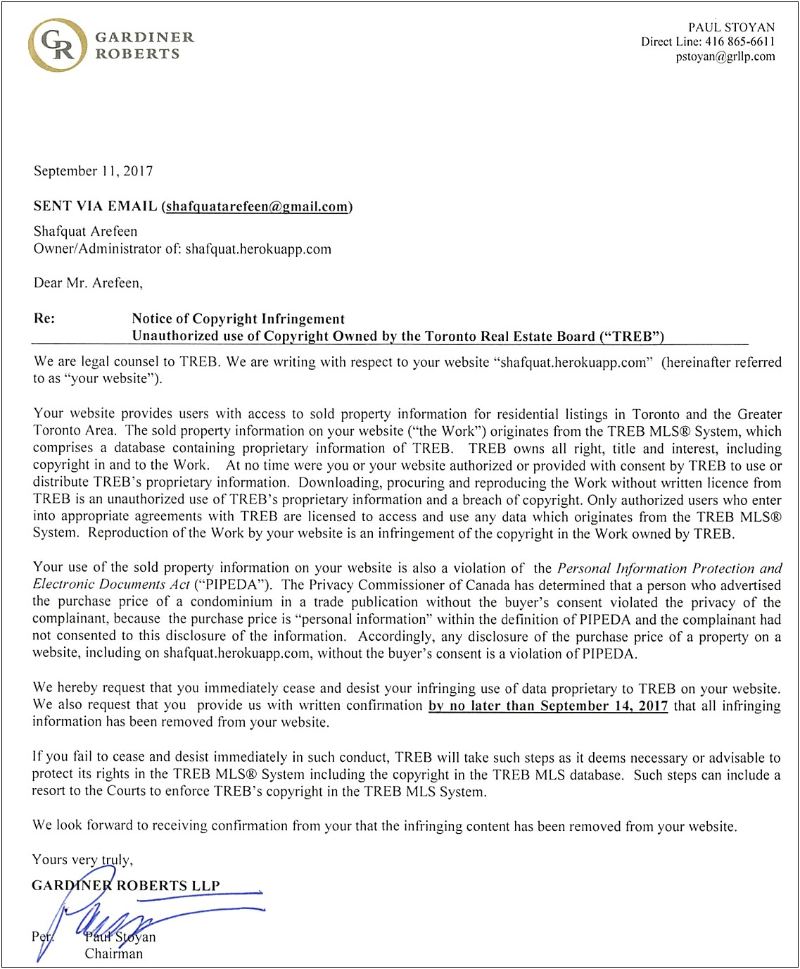 Cease And Desist Letter Template Ontario Canada