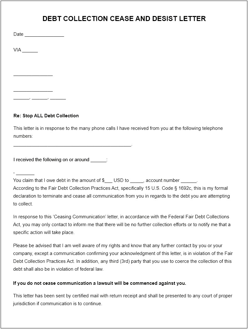 Cease And Desist Letter Template Personal Harassment