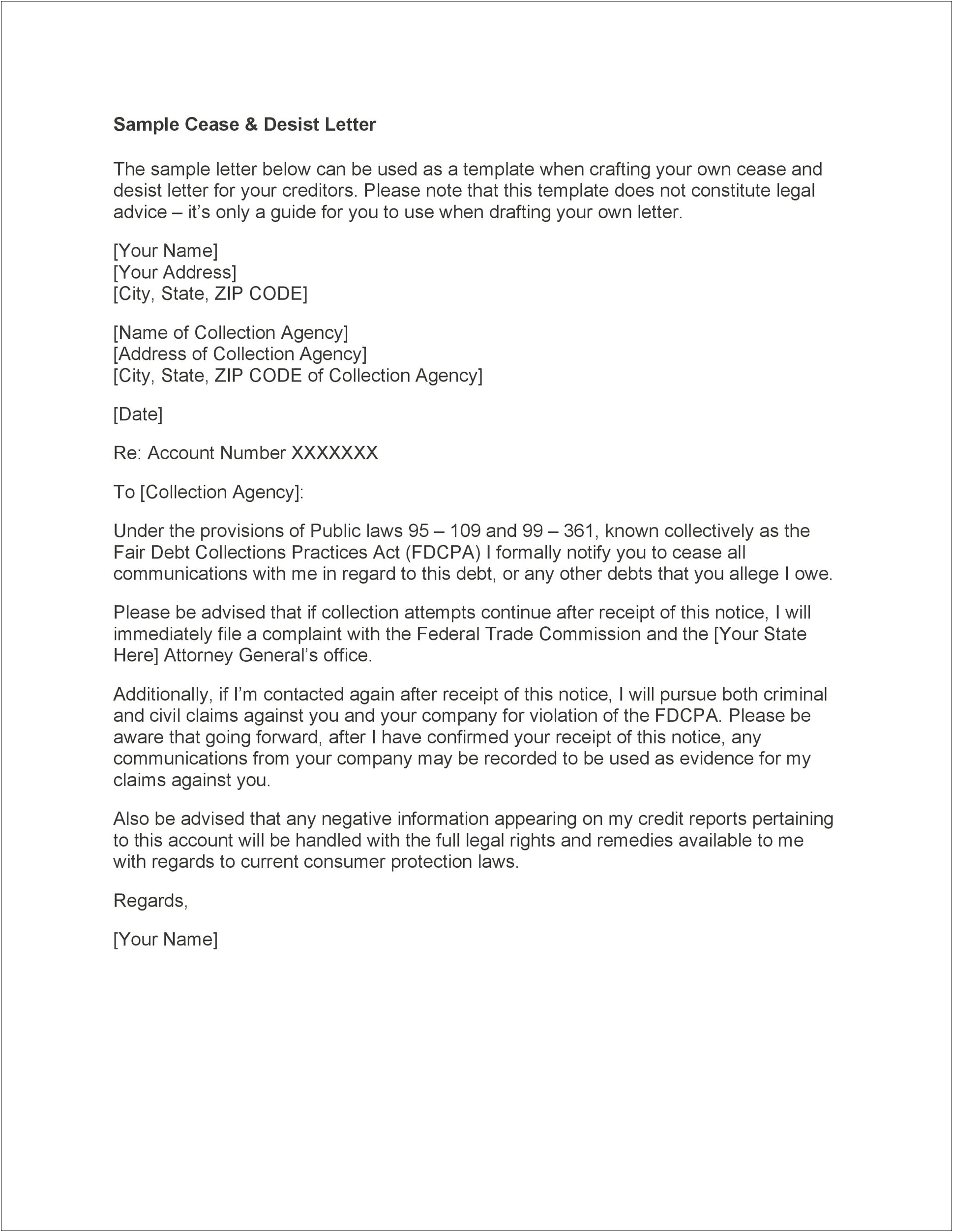 Cease And Desist Letter Uk Template