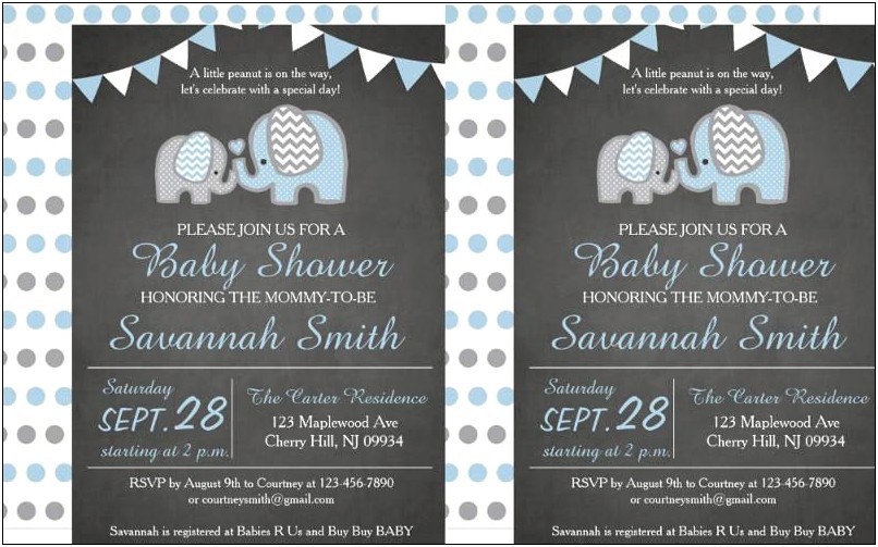 Chalk Board Baby Invitation Card Template