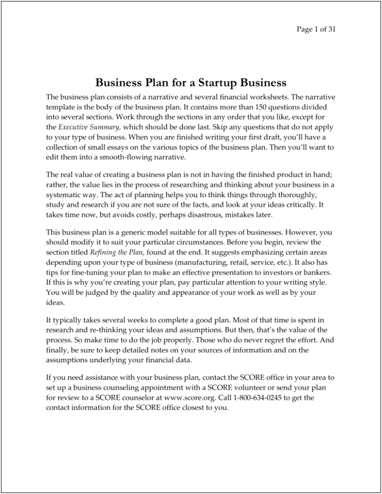 Chamber Of Commerce Business Plan Template