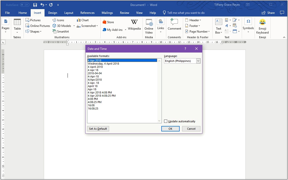 Change Date Format In Word 2010 Template