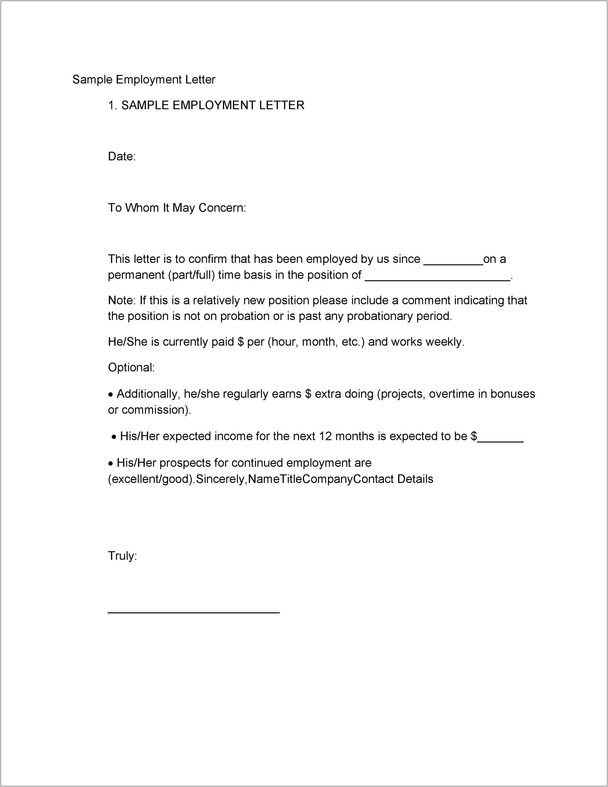 Change In Hours Of Work Letter Template