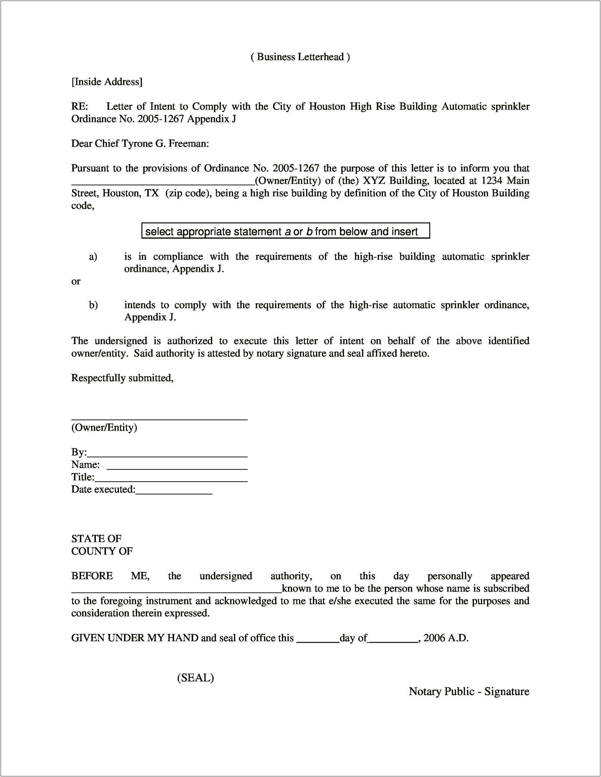 Change Of Authorized Official Template Letter For Notary