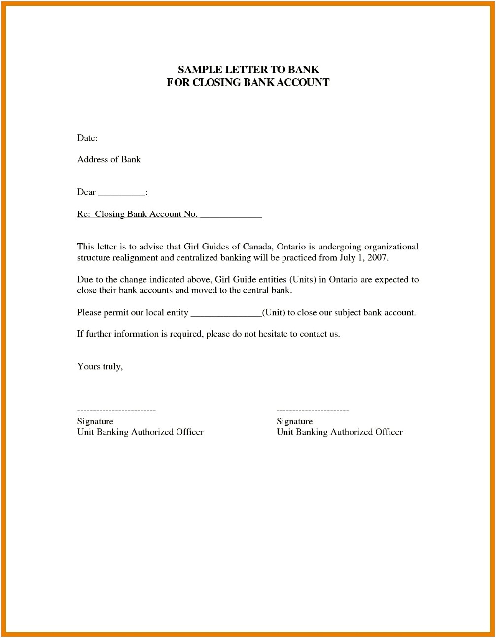 Change Of Bank Account Letter To Customers Template