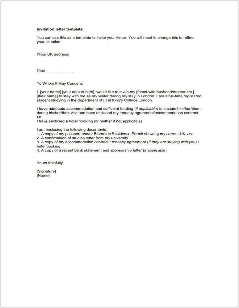 Change Of Contract Hours Letter Template