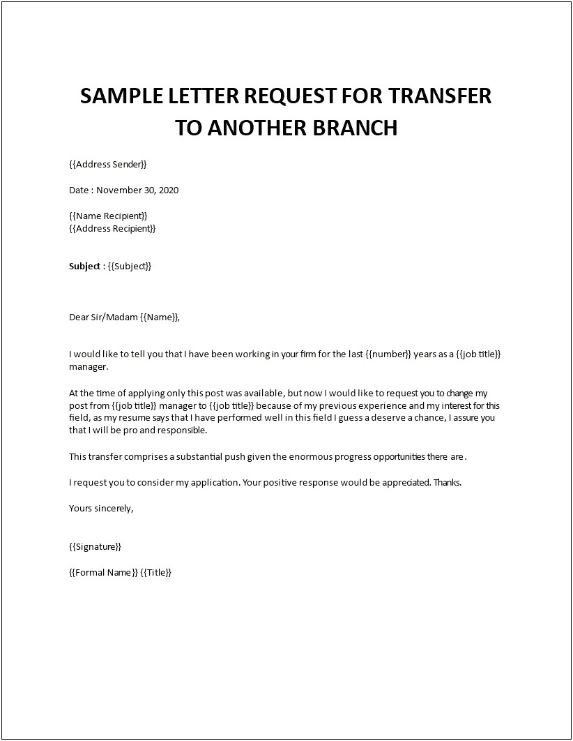 Change Of Hours Letter To Employee Template