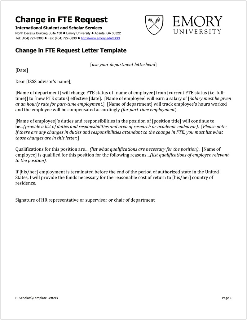 Change Of Job Role Letter Template