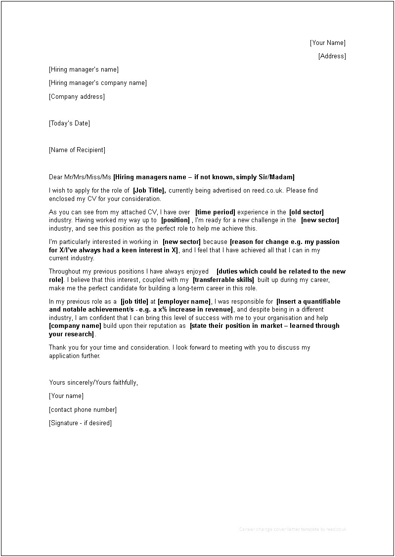 Change Of Name Cover Letter Template