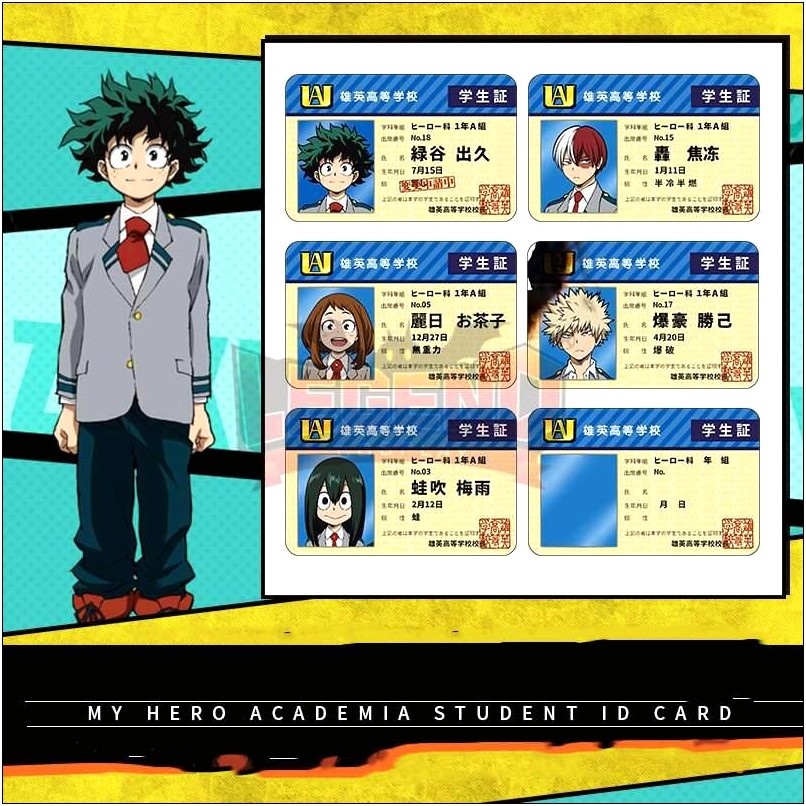 Character Cards Template My Hero Academia