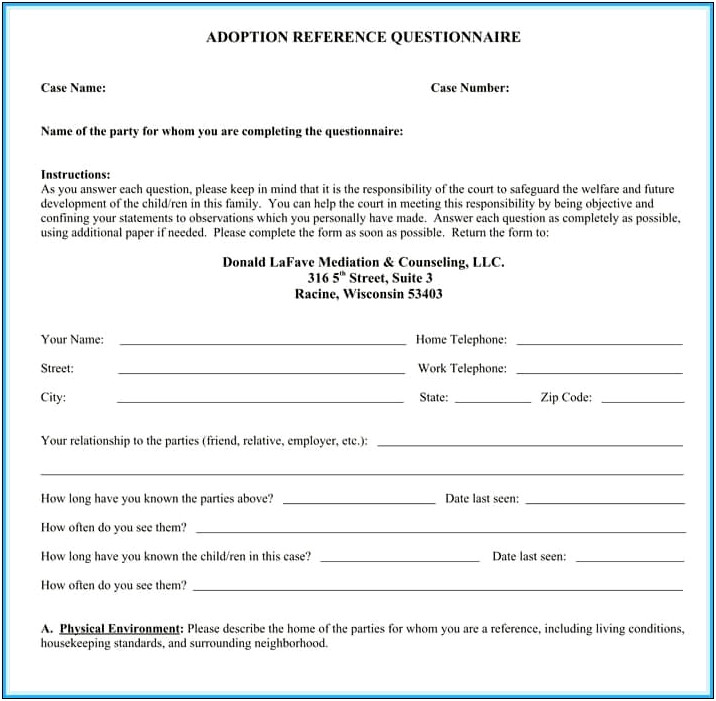 Character Reference Letter Template For Adoption