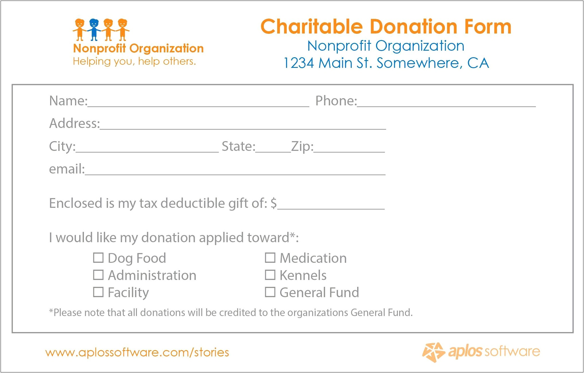 Charity Purchase Table Donation Card Template