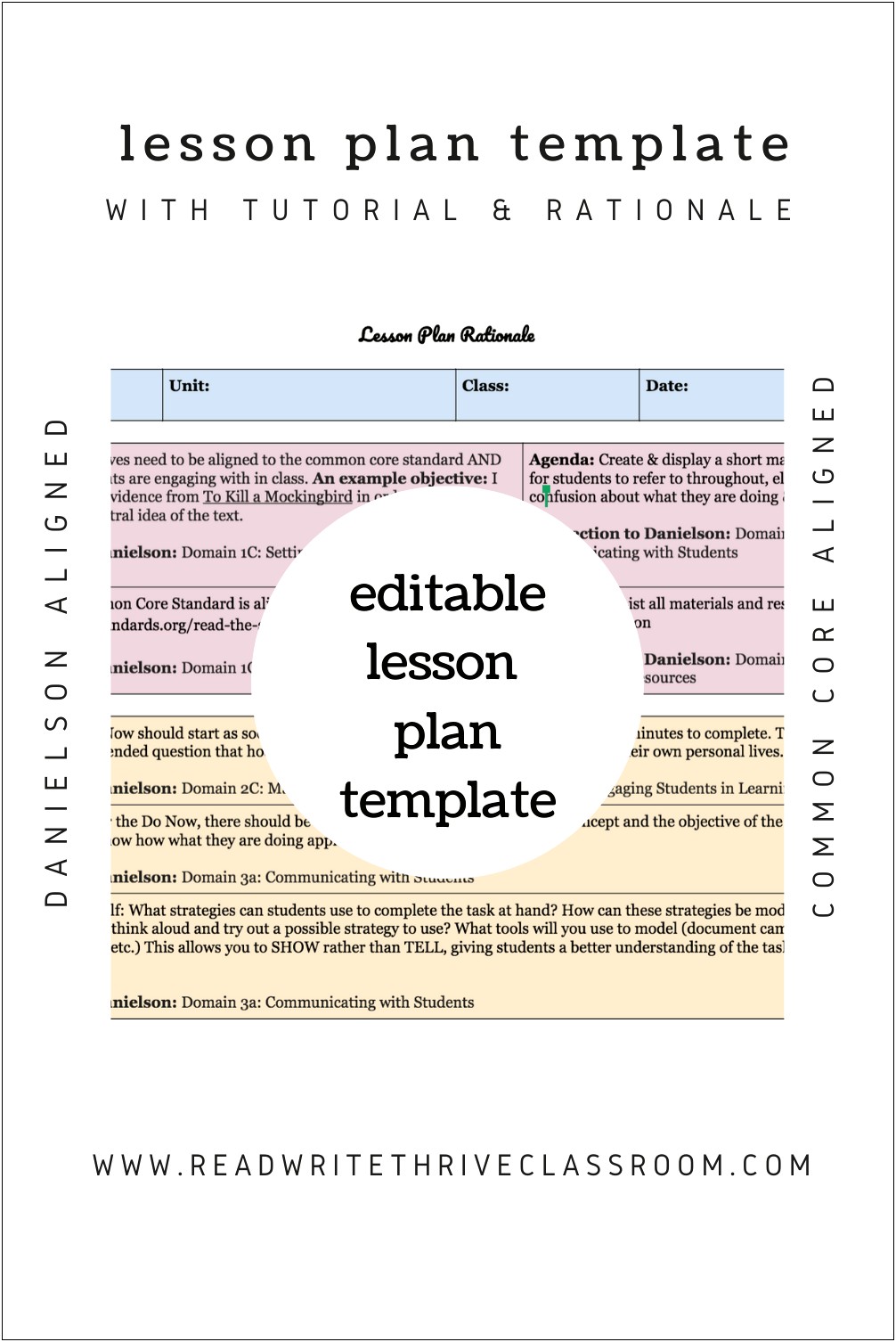 Charlotte Danielson Blank Lesson Plan Template