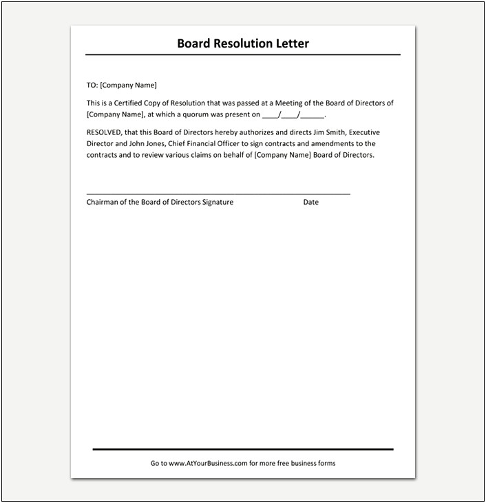 Chief Letter To The Board Template