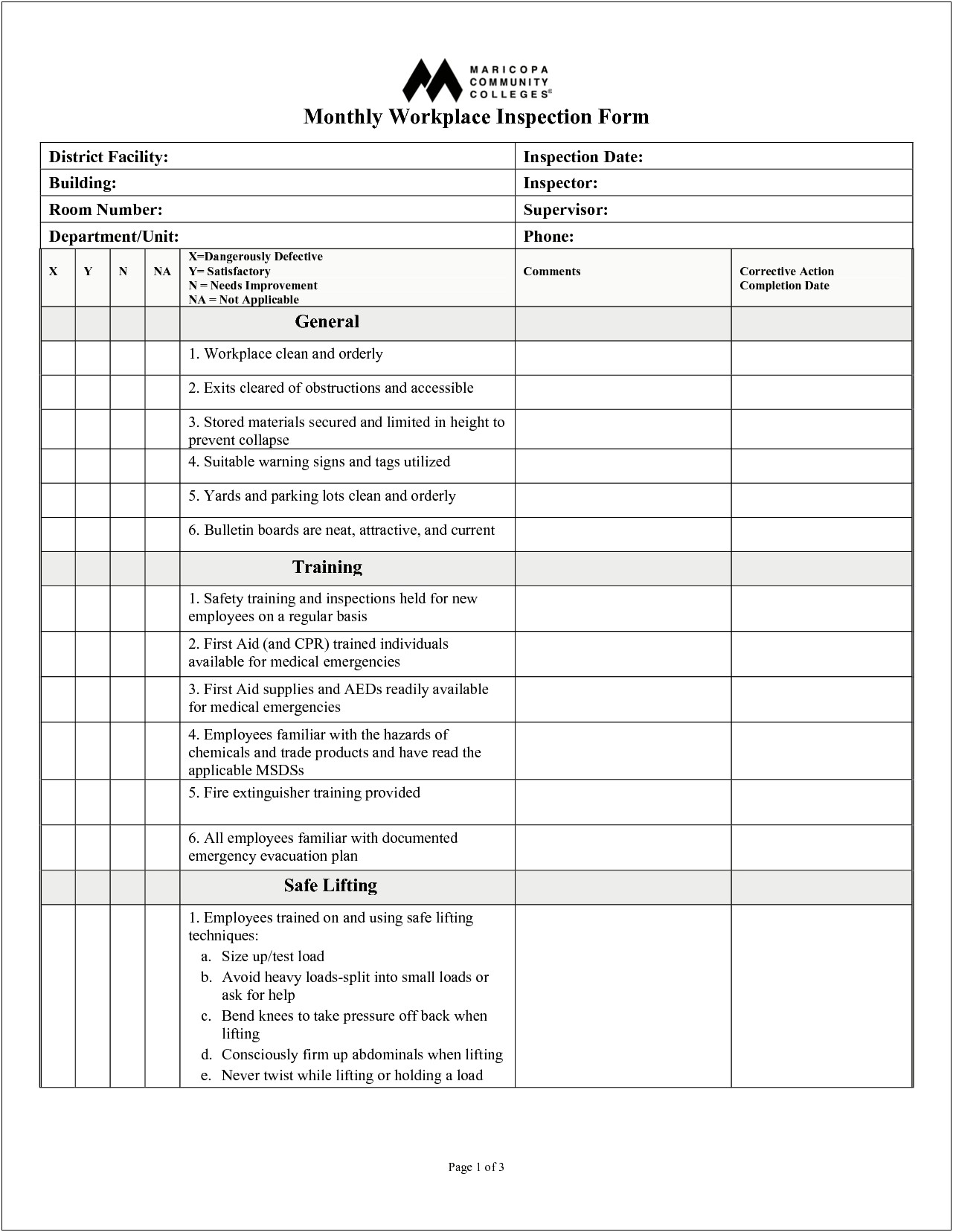 Child Care Safety Checklist Template Word