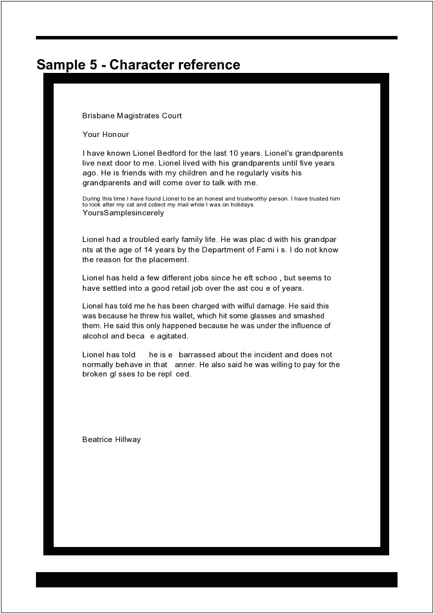 Child Care Worker Reference Letter Template