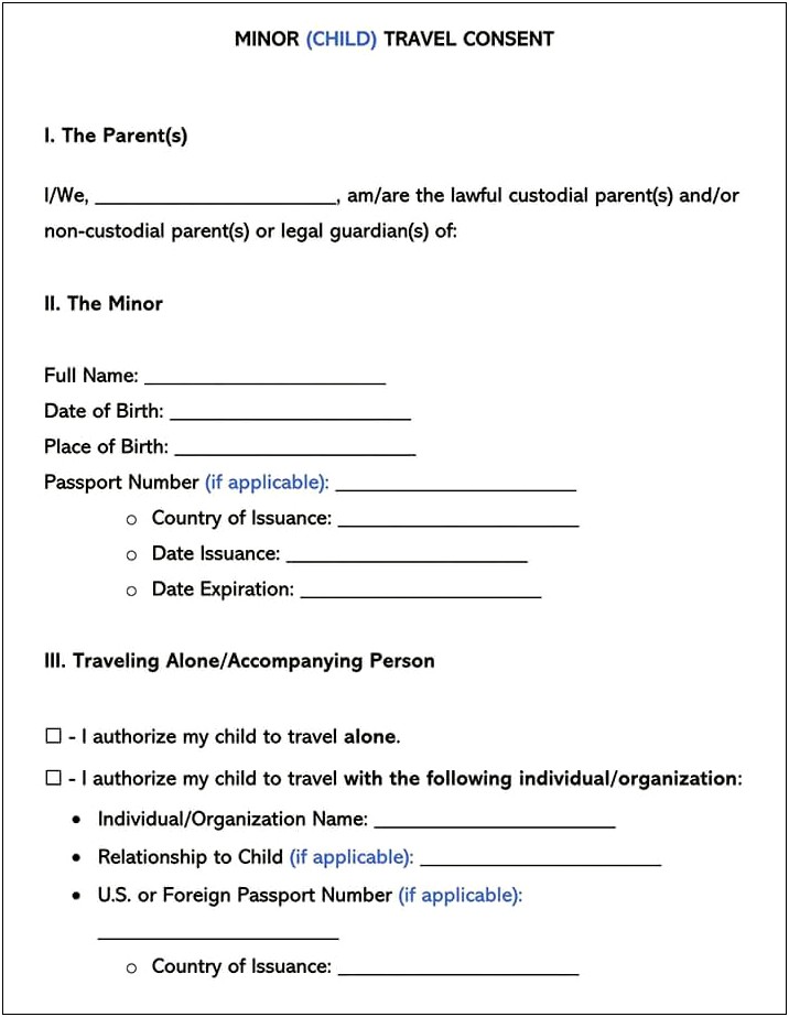 Child Travel Consent Letter Uk Template