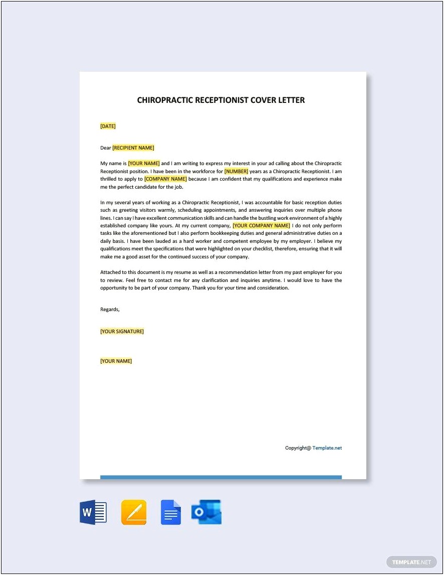 Chiropractic Letter To Sports Team Template