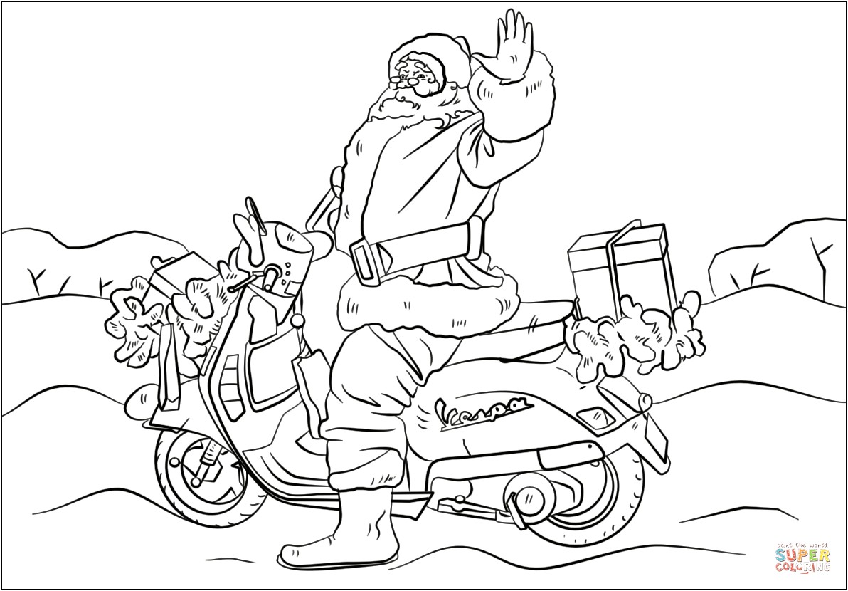 Christmas Card Dirt Bike Coloring Templates