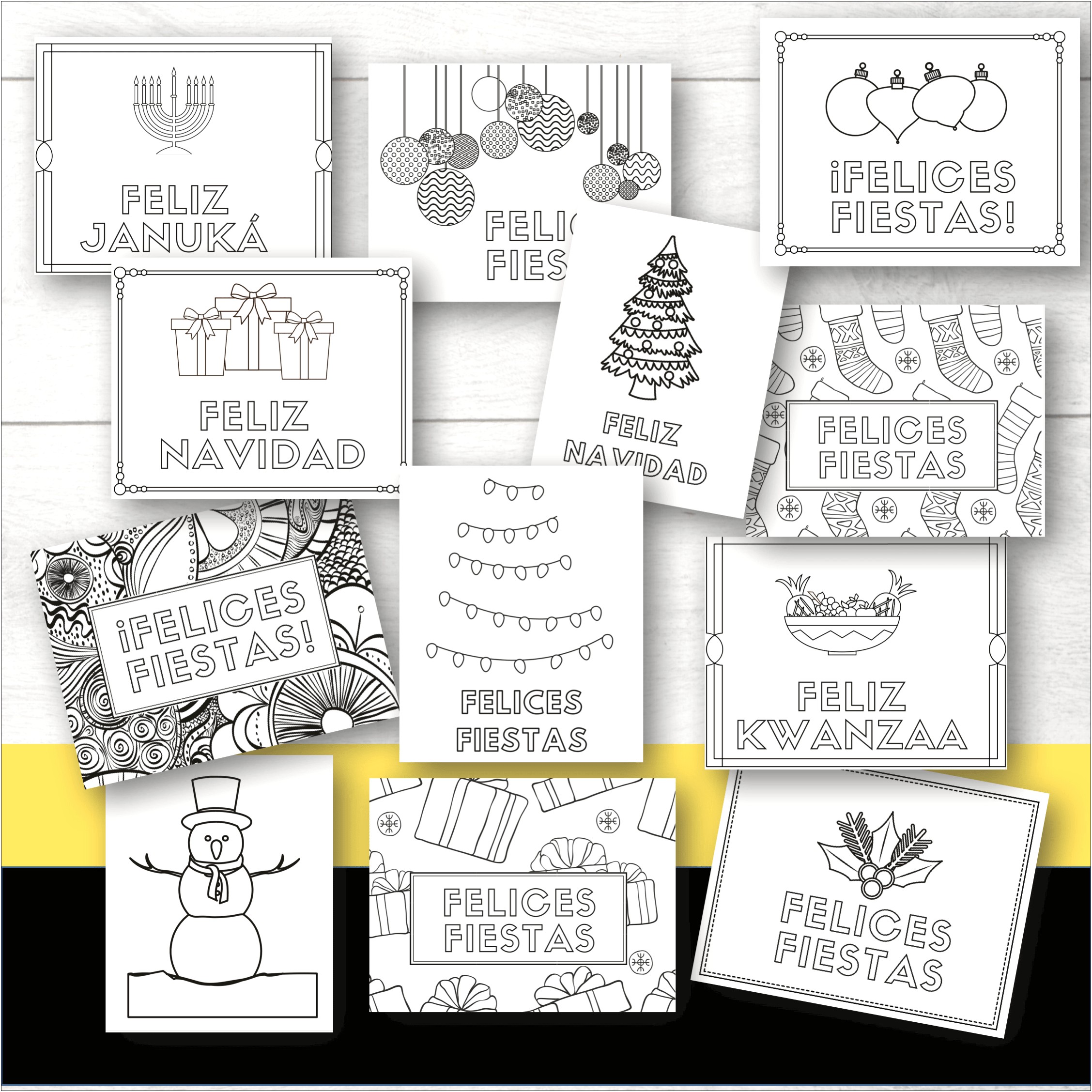 Christmas Cards Templates Black And White Languages