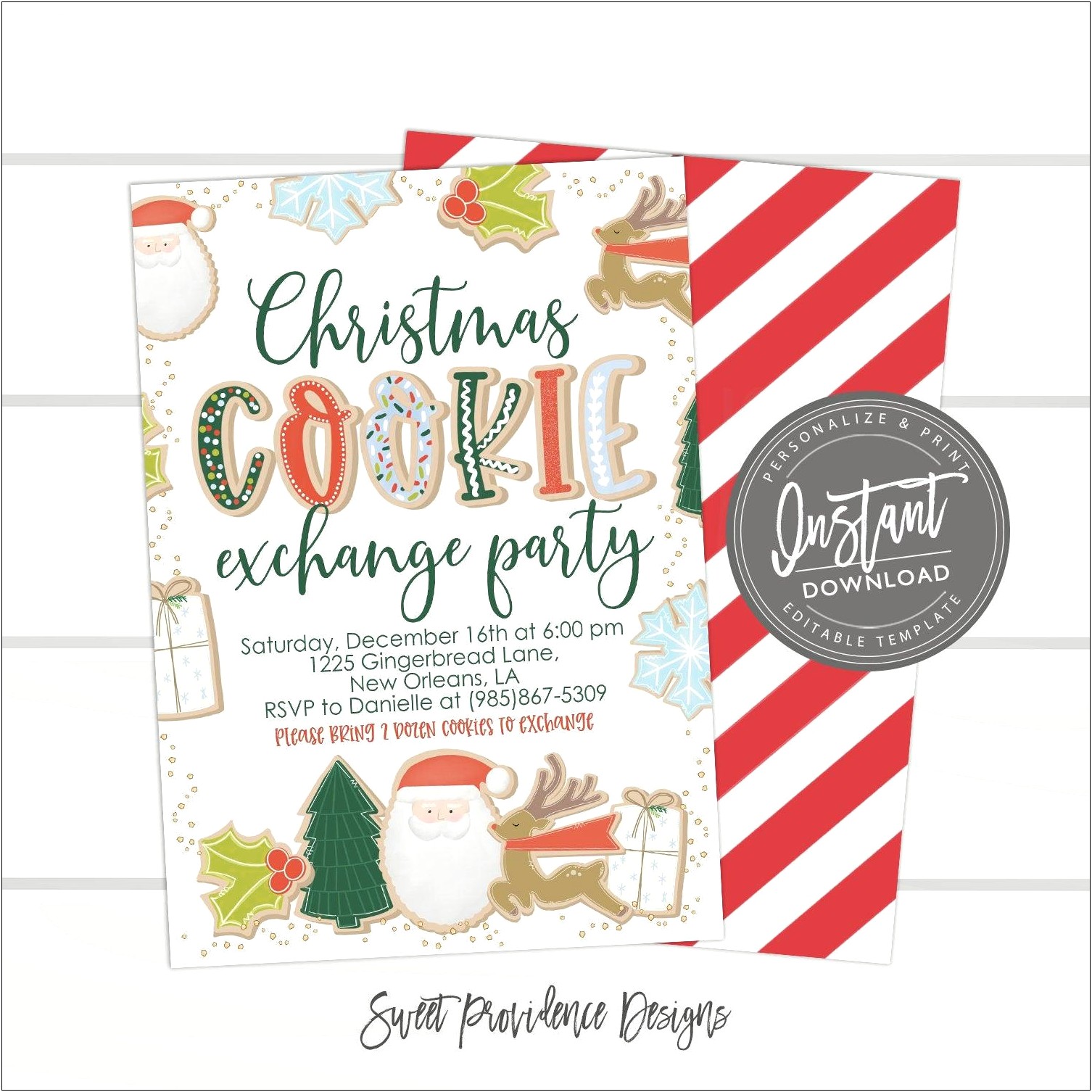 Christmas Cookie Exchange Recipe Card Template