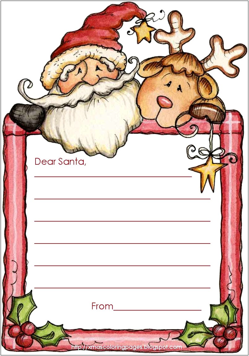 Christmas Letter To Santa Black And White Template