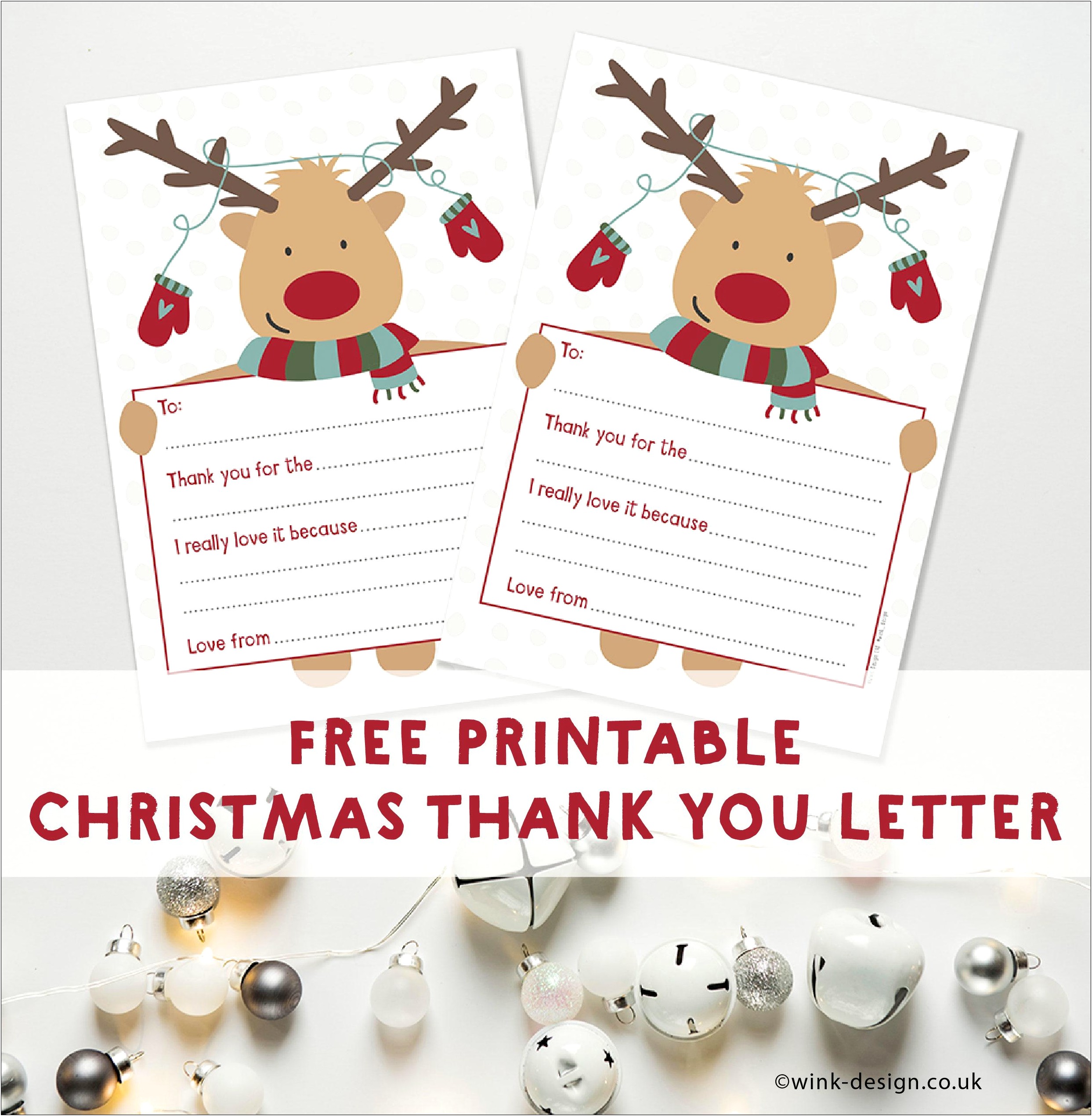 Christmas Thank You Letter Template Twinkl