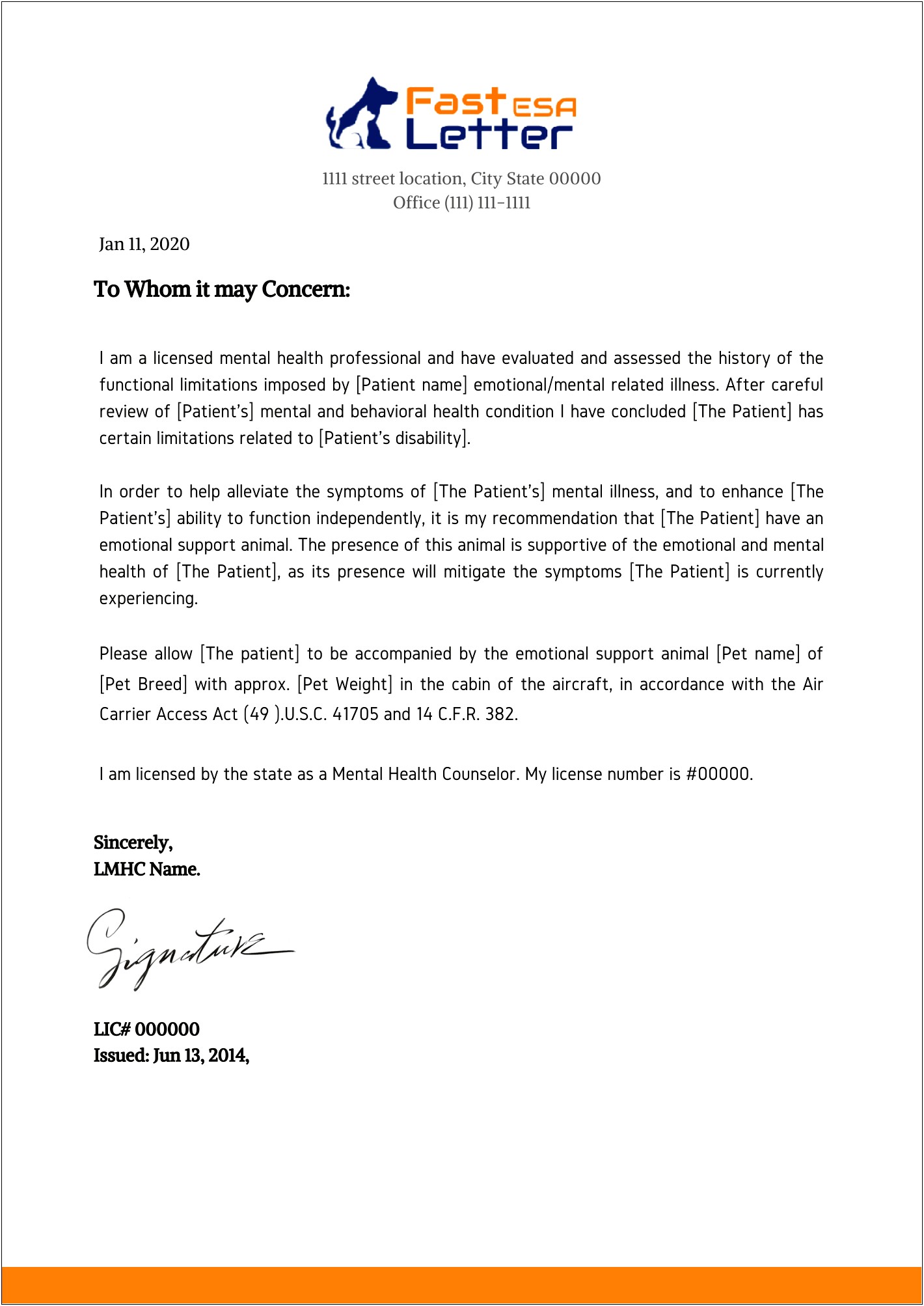 City Carrier Letter Of Recommendation Template