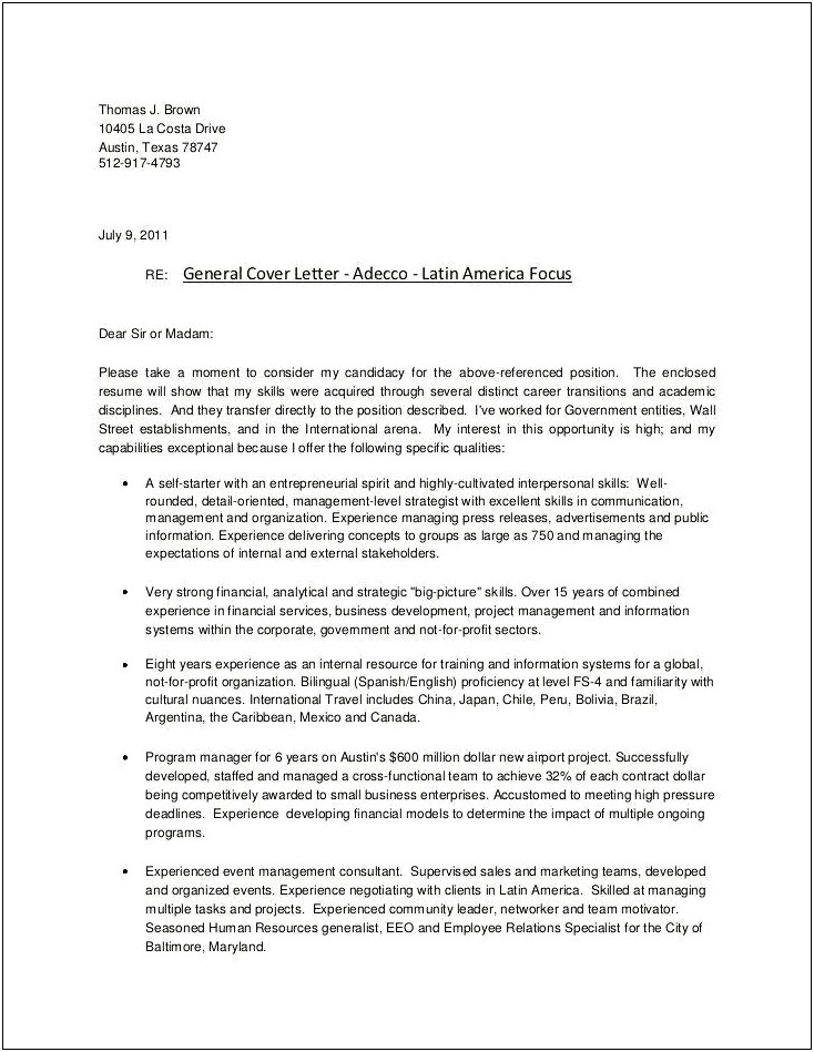 City Of Austin Cover Letter Template