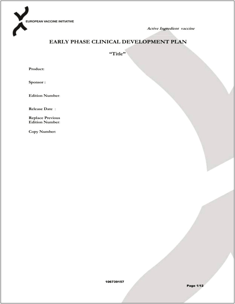 Clinical Development Plan Template Medical Device