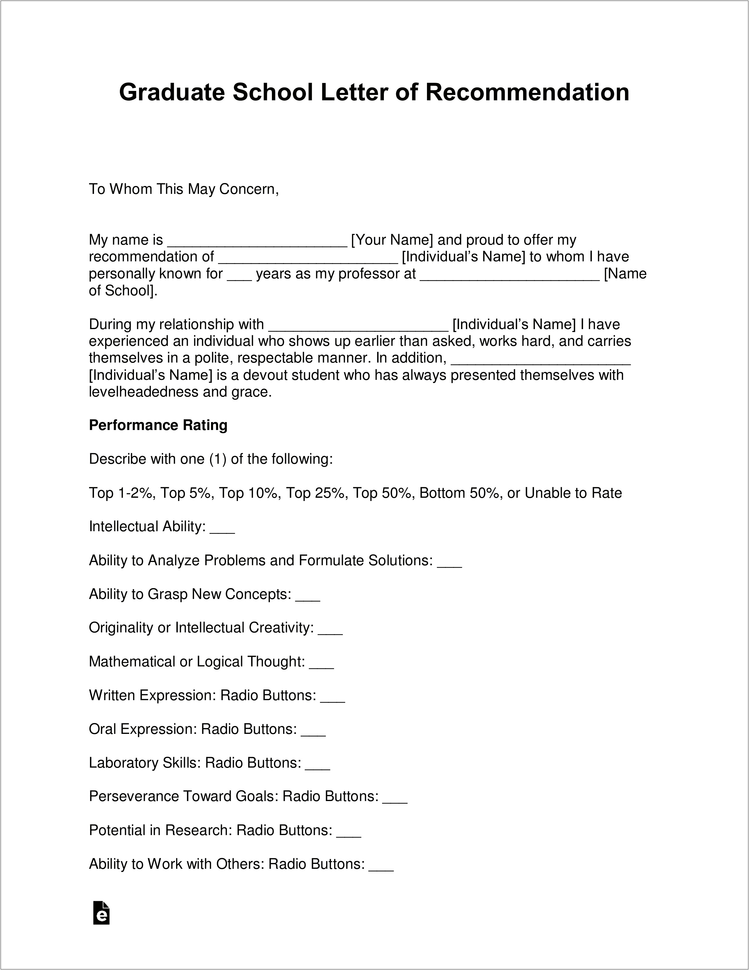 College Recommendation Letter Template From Employer