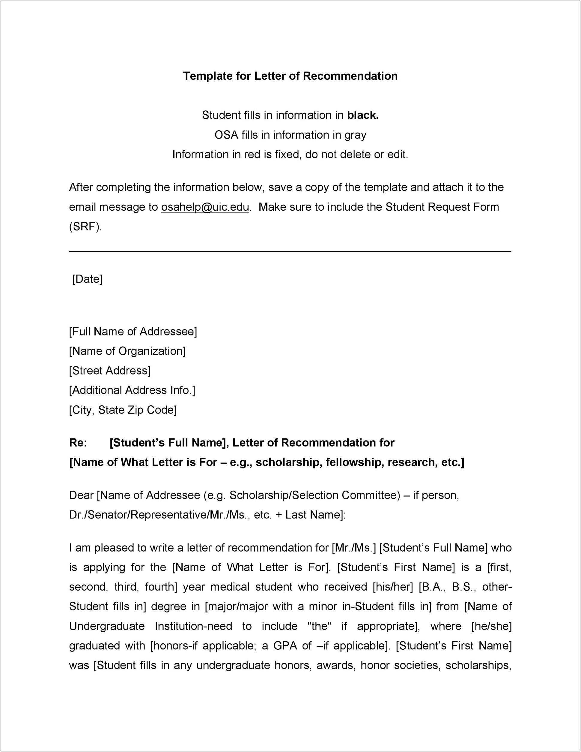 College Recommendation Letter Template From Teacher