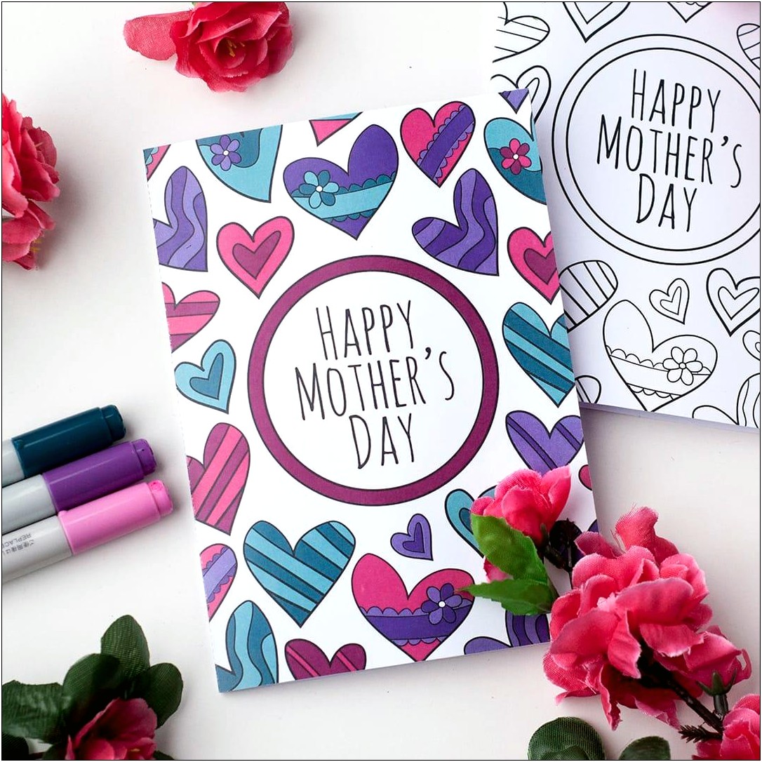 Colorable Mother's Day Card Template