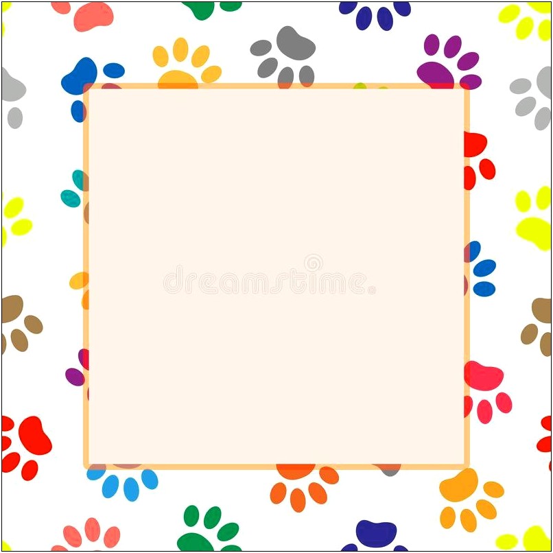 Colorful Paw Print Border Word Template