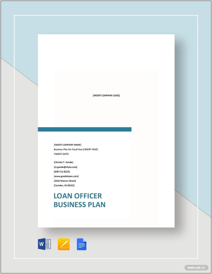 Commercial Loan Officer Business Plan Template